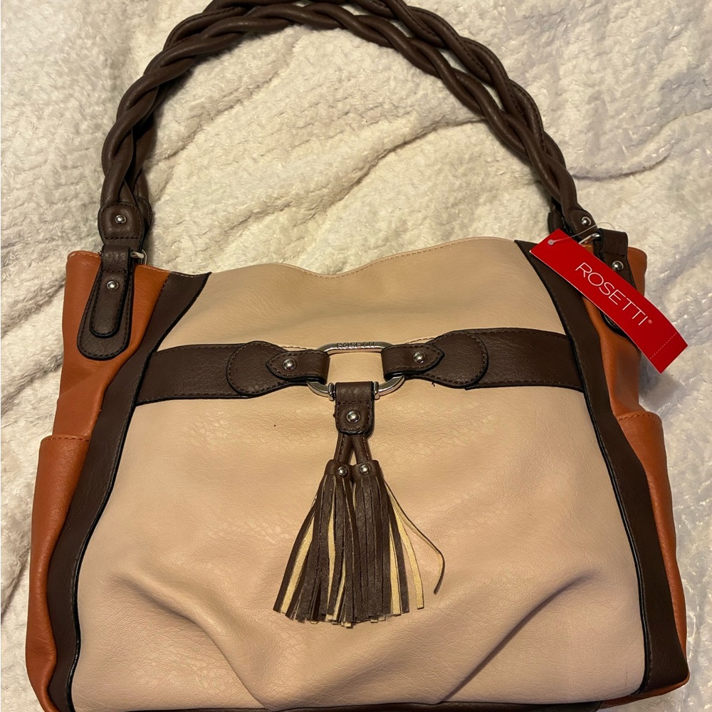 Rosetti Cream and Brown Shoulder Bag